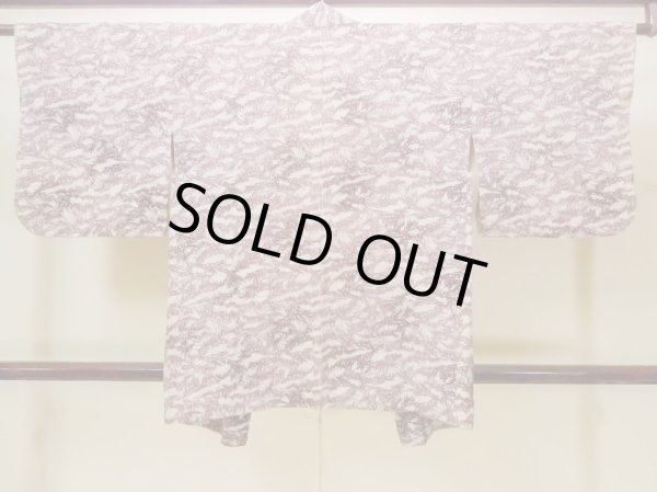 画像2: N0210A  女性用 羽織  シルク（正絹）   オフ　ホワイト, 葉 【中古】 【USED】 【リサイクル】 ★★☆☆☆ (2)