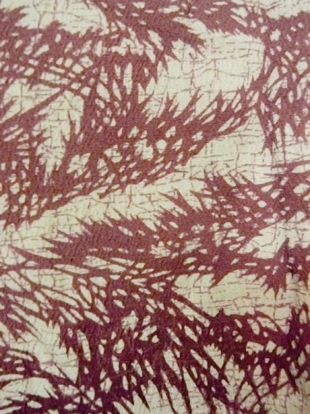 画像6: N0210A  女性用 羽織  シルク(正絹)   オフ ホワイト, 葉 【中古】 【USED】 【リサイクル】 ★★☆☆☆ (6)