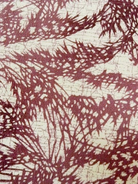 画像7: N0210A  女性用 羽織  シルク(正絹)   オフ ホワイト, 葉 【中古】 【USED】 【リサイクル】 ★★☆☆☆ (7)