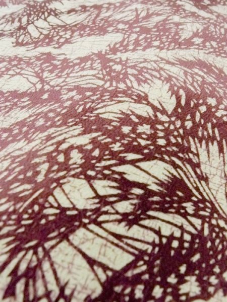 画像8: N0210A  女性用 羽織  シルク(正絹)   オフ ホワイト, 葉 【中古】 【USED】 【リサイクル】 ★★☆☆☆ (8)