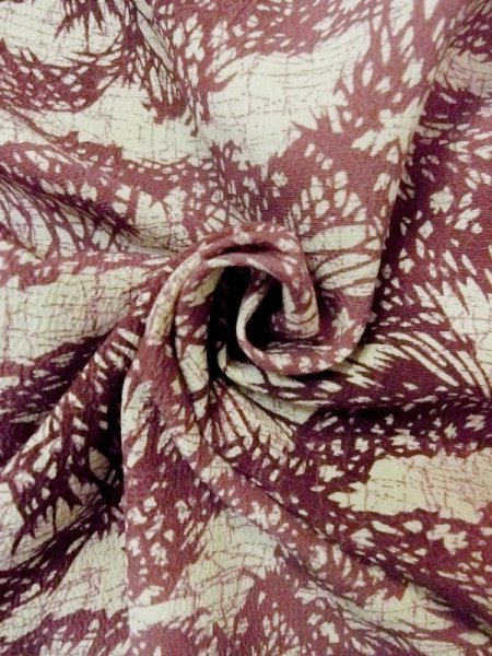 画像11: N0210A  女性用 羽織  シルク(正絹)   オフ ホワイト, 葉 【中古】 【USED】 【リサイクル】 ★★☆☆☆ (11)