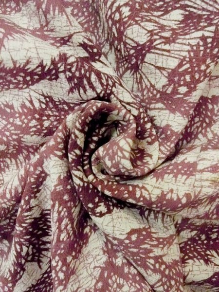 画像12: N0210A  女性用 羽織  シルク(正絹)   オフ ホワイト, 葉 【中古】 【USED】 【リサイクル】 ★★☆☆☆ (12)