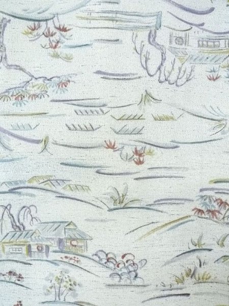 画像3: N0210C  女性用 羽織  シルク(正絹) 淡い 緑み 水色, もみじ 【中古】 【USED】 【リサイクル】 ★★☆☆☆ (3)