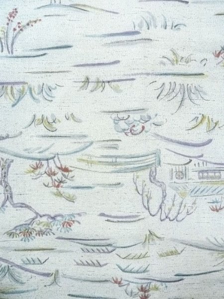 画像4: N0210C  女性用 羽織  シルク(正絹) 淡い 緑み 水色, もみじ 【中古】 【USED】 【リサイクル】 ★★☆☆☆ (4)