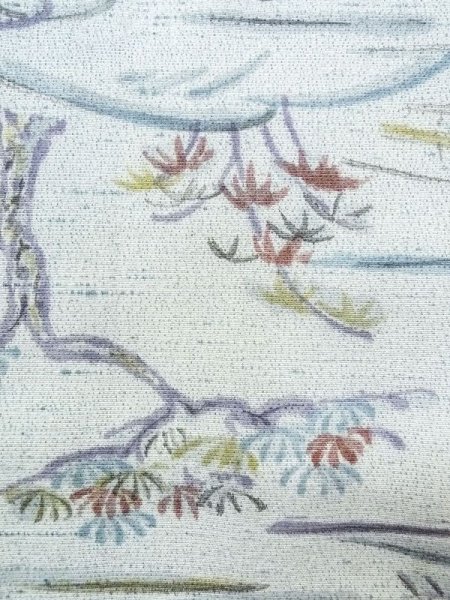 画像6: N0210C  女性用 羽織  シルク(正絹) 淡い 緑み 水色, もみじ 【中古】 【USED】 【リサイクル】 ★★☆☆☆ (6)