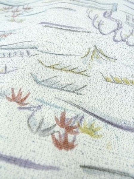 画像8: N0210C  女性用 羽織  シルク(正絹) 淡い 緑み 水色, もみじ 【中古】 【USED】 【リサイクル】 ★★☆☆☆ (8)