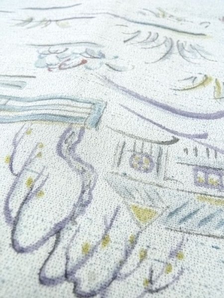 画像10: N0210C  女性用 羽織  シルク(正絹) 淡い 緑み 水色, もみじ 【中古】 【USED】 【リサイクル】 ★★☆☆☆ (10)