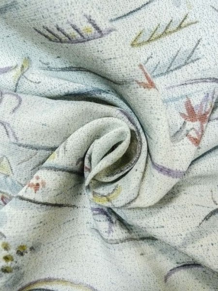 画像11: N0210C  女性用 羽織  シルク(正絹) 淡い 緑み 水色, もみじ 【中古】 【USED】 【リサイクル】 ★★☆☆☆ (11)