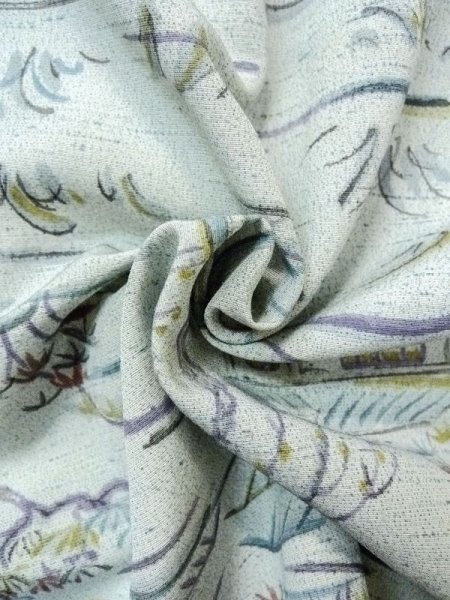 画像12: N0210C  女性用 羽織  シルク(正絹) 淡い 緑み 水色, もみじ 【中古】 【USED】 【リサイクル】 ★★☆☆☆ (12)