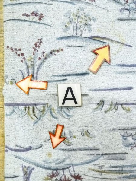 画像14: N0210C  女性用 羽織  シルク(正絹) 淡い 緑み 水色, もみじ 【中古】 【USED】 【リサイクル】 ★★☆☆☆ (14)