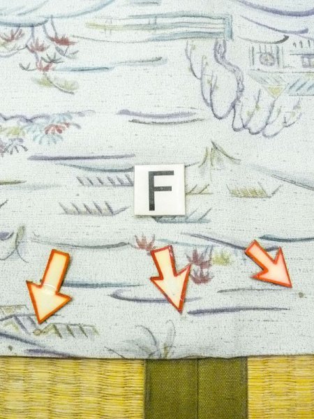 画像19: N0210C  女性用 羽織  シルク(正絹) 淡い 緑み 水色, もみじ 【中古】 【USED】 【リサイクル】 ★★☆☆☆ (19)