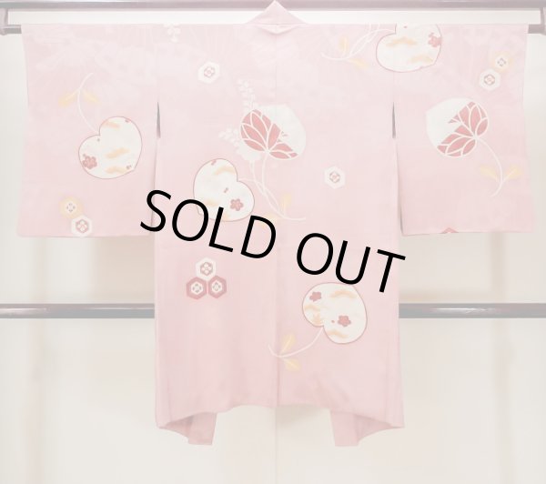 画像2: N0210D  女性用 羽織  シルク(正絹)  光沢のある 桃色, 梅 【中古】 【USED】 【リサイクル】 ★★★☆☆ (2)