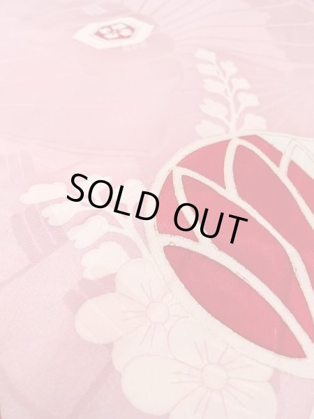 画像8: N0210D  女性用 羽織  シルク(正絹)  光沢のある 桃色, 梅 【中古】 【USED】 【リサイクル】 ★★★☆☆ (8)