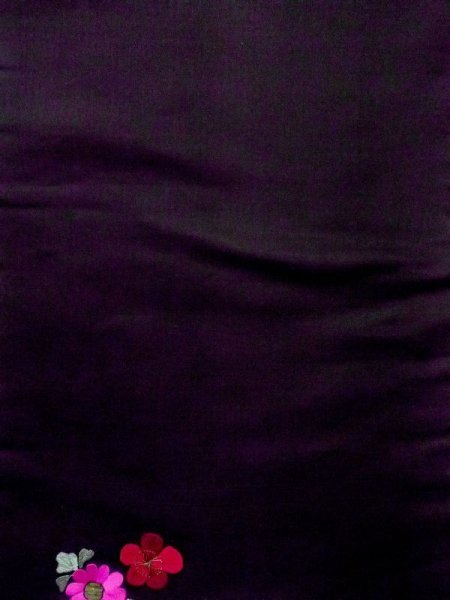 画像3: N0216D 名古屋帯 女性用着物 シルク(正絹)   黒 菊 【中古】 【USED】 【リサイクル】 ★★★☆☆ (3)