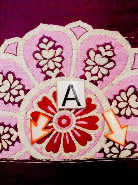 画像7: N0216J 名古屋帯 女性用着物 シルク(正絹)  紫み えんじ 唐花 【中古】 【USED】 【リサイクル】 ★★★☆☆ (7)