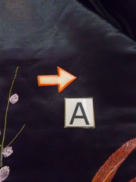 画像7: N0216K 名古屋帯 女性用着物 シルク(正絹)   黒 梅 【中古】 【USED】 【リサイクル】 ★☆☆☆☆ (7)