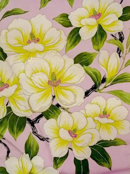 画像2: N0216L 名古屋帯 女性用着物 シルク(正絹)  淡い 桃色 花 【中古】 【USED】 【リサイクル】 ★★☆☆☆ (2)