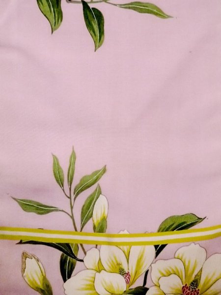 画像3: N0216L 名古屋帯 女性用着物 シルク(正絹)  淡い 桃色 花 【中古】 【USED】 【リサイクル】 ★★☆☆☆ (3)