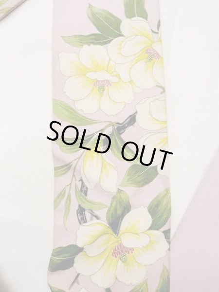 画像4: N0216L 名古屋帯 女性用着物 シルク（正絹）  淡い 桃色 花 【中古】 【USED】 【リサイクル】 ★★☆☆☆ (4)