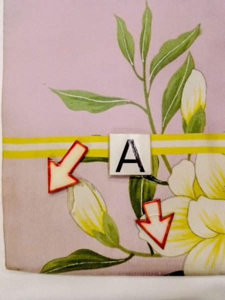 画像7: N0216L 名古屋帯 女性用着物 シルク(正絹)  淡い 桃色 花 【中古】 【USED】 【リサイクル】 ★★☆☆☆ (7)