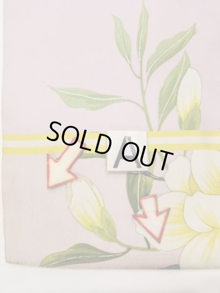 画像7: N0216L 名古屋帯 女性用着物 シルク（正絹）  淡い 桃色 花 【中古】 【USED】 【リサイクル】 ★★☆☆☆ (7)