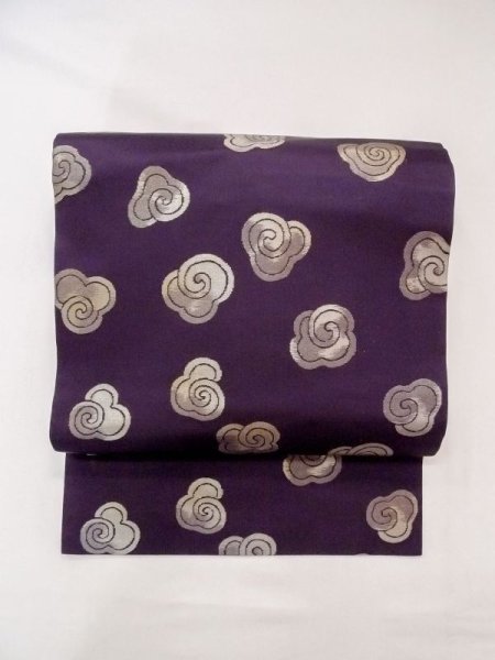 画像6: N0216Q 名古屋帯 女性用着物 シルク(正絹)   藤色 うず 【中古】 【USED】 【リサイクル】 ★★★☆☆ (6)