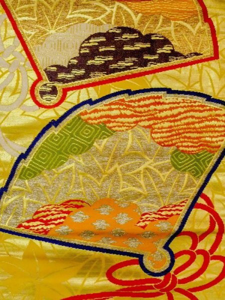 画像2: N0216T 名古屋帯 女性用着物 シルク(正絹)   マルチカラー もみじ 【中古】 【USED】 【リサイクル】 ★★☆☆☆ (2)