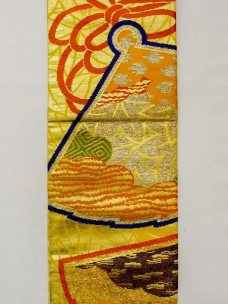 画像4: N0216T 名古屋帯 女性用着物 シルク(正絹)   マルチカラー もみじ 【中古】 【USED】 【リサイクル】 ★★☆☆☆ (4)