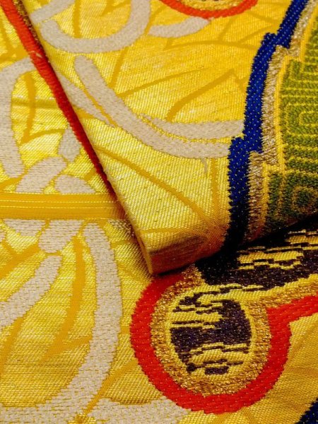 画像5: N0216T 名古屋帯 女性用着物 シルク(正絹)   マルチカラー もみじ 【中古】 【USED】 【リサイクル】 ★★☆☆☆ (5)