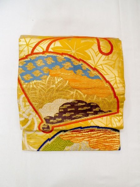 画像6: N0216T 名古屋帯 女性用着物 シルク(正絹)   マルチカラー もみじ 【中古】 【USED】 【リサイクル】 ★★☆☆☆ (6)