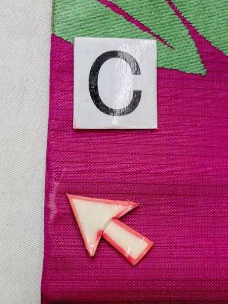 画像9: N0217C 名古屋帯 女性用着物 シルク(正絹)  鮮やか 桃色 ききょう 【中古】 【USED】 【リサイクル】 ★☆☆☆☆ (9)