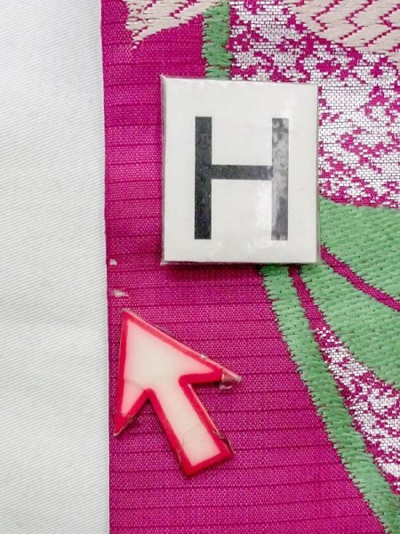 画像14: N0217C 名古屋帯 女性用着物 シルク(正絹)  鮮やか 桃色 ききょう 【中古】 【USED】 【リサイクル】 ★☆☆☆☆ (14)