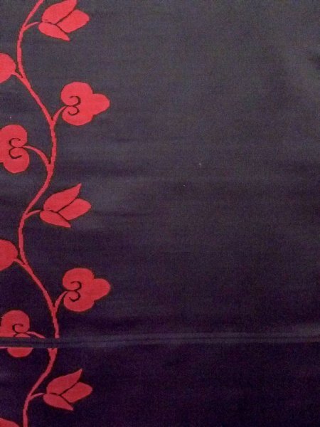 画像3: N0217D 名古屋帯 女性用着物 シルク(正絹)   黒 唐草 【中古】 【USED】 【リサイクル】 ★☆☆☆☆ (3)