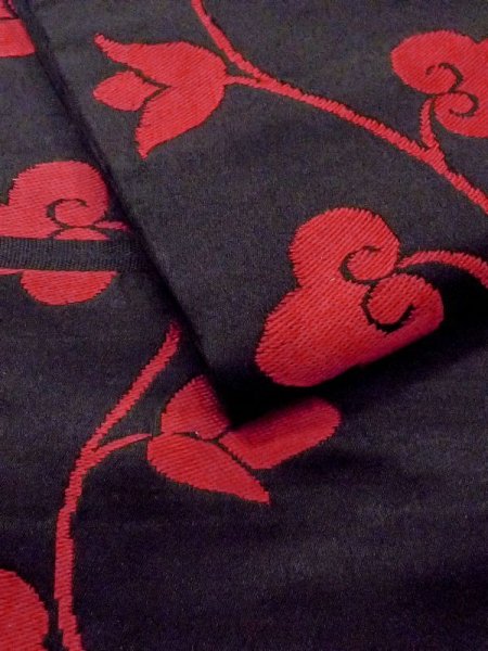 画像5: N0217D 名古屋帯 女性用着物 シルク(正絹)   黒 唐草 【中古】 【USED】 【リサイクル】 ★☆☆☆☆ (5)