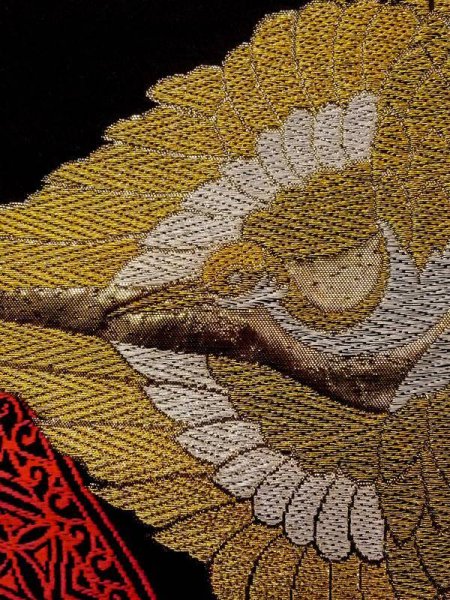 画像4: N0227A 袋帯 女性用着物 シルク(正絹)   黒 唐草 【中古】 【USED】 【リサイクル】 ★★★☆☆ (4)