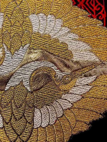 画像5: N0227A 袋帯 女性用着物 シルク(正絹)   黒 唐草 【中古】 【USED】 【リサイクル】 ★★★☆☆ (5)