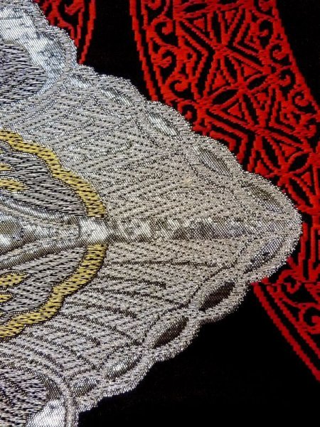 画像7: N0227A 袋帯 女性用着物 シルク(正絹)   黒 唐草 【中古】 【USED】 【リサイクル】 ★★★☆☆ (7)