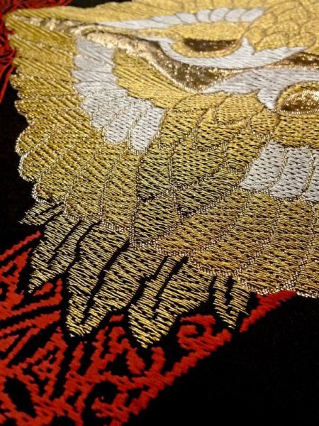 画像10: N0227A 袋帯 女性用着物 シルク(正絹)   黒 唐草 【中古】 【USED】 【リサイクル】 ★★★☆☆ (10)