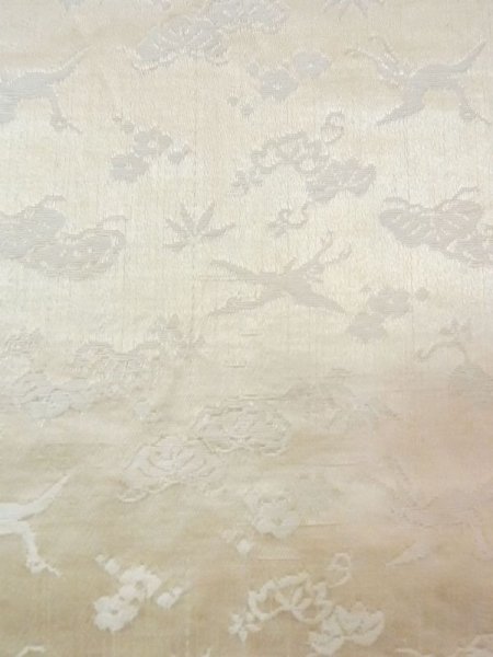 画像3: N0227B 袋帯 女性用着物 シルク(正絹)  光沢のある オフ ホワイト 梅 【中古】 【USED】 【リサイクル】 ★☆☆☆☆ (3)