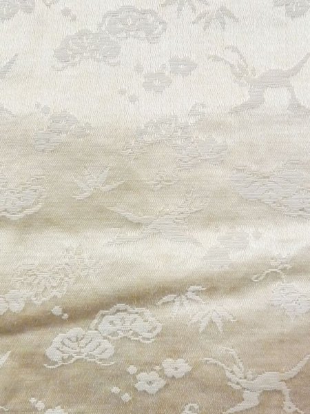 画像5: N0227B 袋帯 女性用着物 シルク(正絹)  光沢のある オフ ホワイト 梅 【中古】 【USED】 【リサイクル】 ★☆☆☆☆ (5)