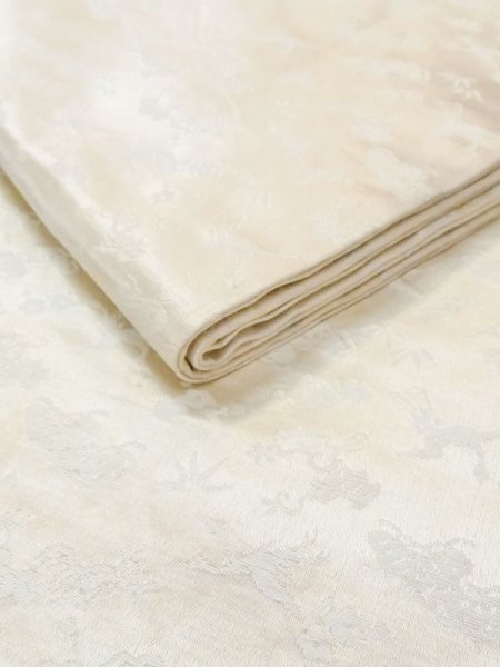 画像9: N0227B 袋帯 女性用着物 シルク(正絹)  光沢のある オフ ホワイト 梅 【中古】 【USED】 【リサイクル】 ★☆☆☆☆ (9)