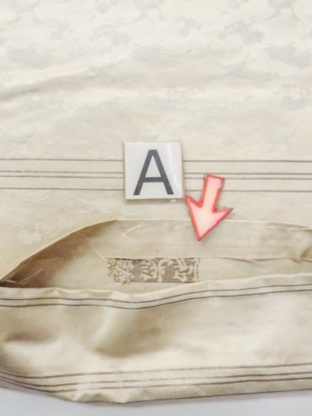 画像11: N0227B 袋帯 女性用着物 シルク(正絹)  光沢のある オフ ホワイト 梅 【中古】 【USED】 【リサイクル】 ★☆☆☆☆ (11)