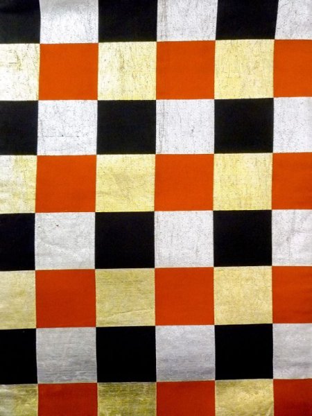 画像2: N0227E 袋帯 女性用着物 シルク(正絹)   マルチカラー チェック柄 【中古】 【USED】 【リサイクル】 ★★☆☆☆ (2)