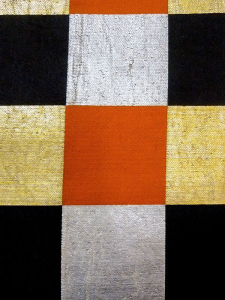 画像3: N0227E 袋帯 女性用着物 シルク(正絹)   マルチカラー チェック柄 【中古】 【USED】 【リサイクル】 ★★☆☆☆ (3)