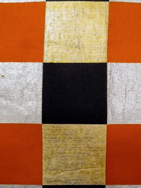 画像6: N0227E 袋帯 女性用着物 シルク(正絹)   マルチカラー チェック柄 【中古】 【USED】 【リサイクル】 ★★☆☆☆ (6)