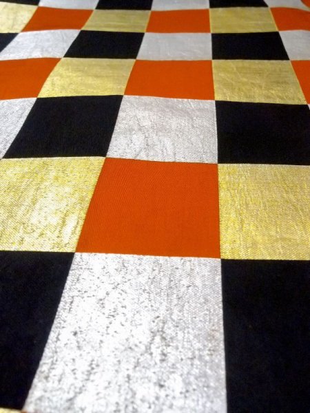 画像9: N0227E 袋帯 女性用着物 シルク(正絹)   マルチカラー チェック柄 【中古】 【USED】 【リサイクル】 ★★☆☆☆ (9)