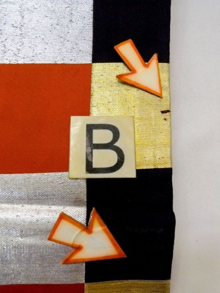 画像15: N0227E 袋帯 女性用着物 シルク(正絹)   マルチカラー チェック柄 【中古】 【USED】 【リサイクル】 ★★☆☆☆ (15)