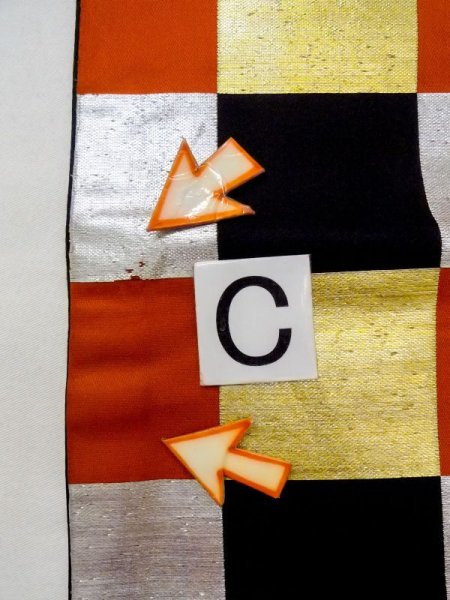 画像16: N0227E 袋帯 女性用着物 シルク(正絹)   マルチカラー チェック柄 【中古】 【USED】 【リサイクル】 ★★☆☆☆ (16)