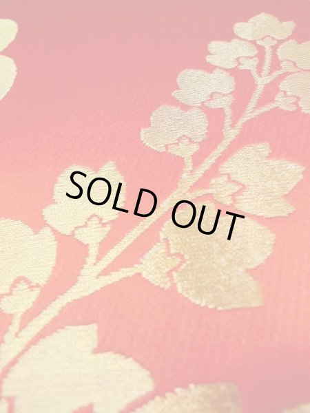 画像12: N0227F 袋帯 女性用着物 シルク（正絹）  光沢のある 赤色 菊 【中古】 【USED】 【リサイクル】 ★★☆☆☆ (12)