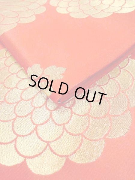 画像13: N0227F 袋帯 女性用着物 シルク（正絹）  光沢のある 赤色 菊 【中古】 【USED】 【リサイクル】 ★★☆☆☆ (13)